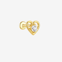 Monoboucle D'oreille Cœur Ouvert - Zircon Argent