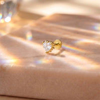 Monoboucle D'oreille Cœur Zircon Doré - Argent