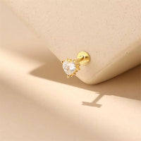 Monoboucle D'oreille Cœur Zircon Doré - Argent