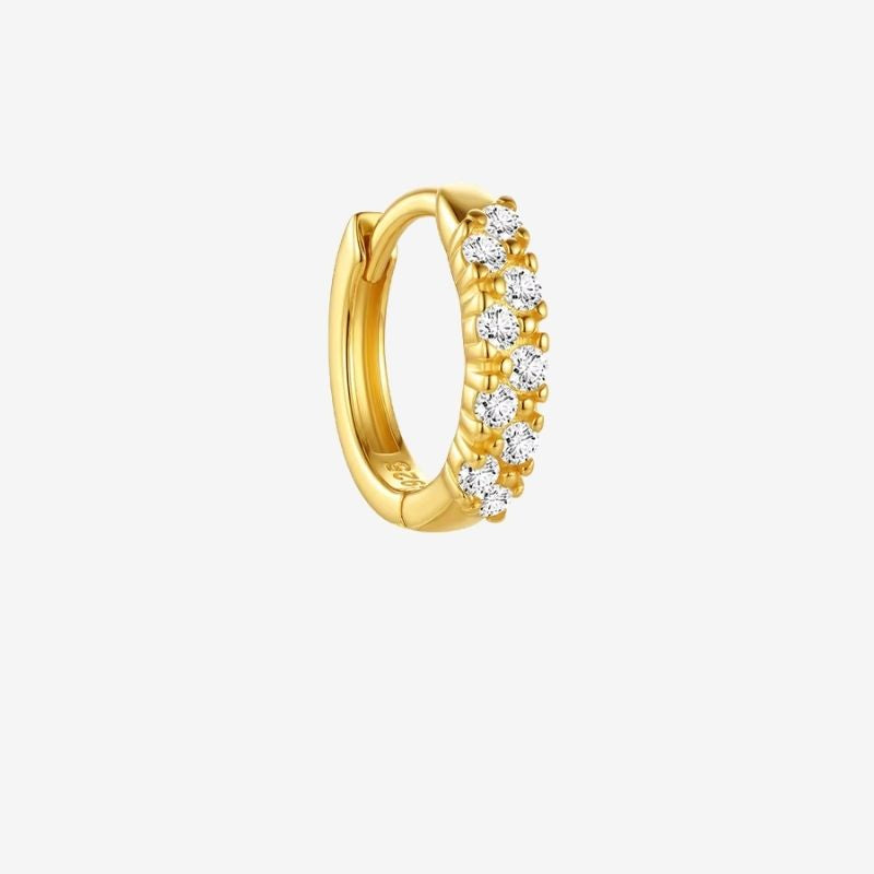 Monoboucle D'oreille Créole Doré - Zircon Argent