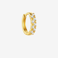 Monoboucle D'oreille Créole Doré - Zircon Argent