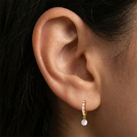 Monoboucle D'oreille Créole Zircon Pendant - Argent