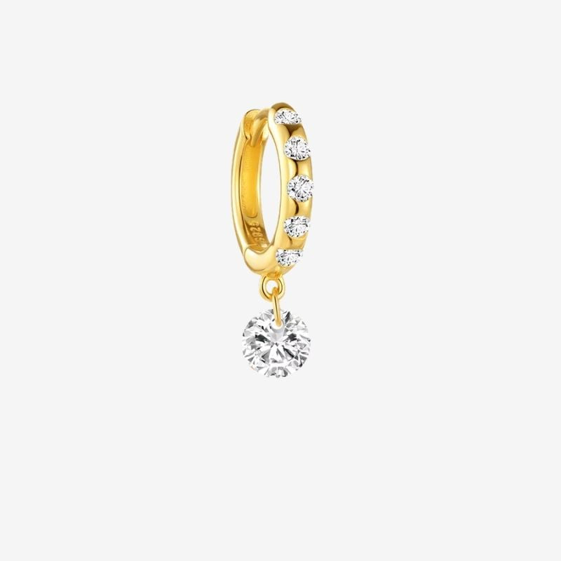 Monoboucle D'oreille Créole Zircon Pendant - Argent