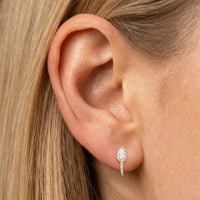 Monoboucle D'oreille Dorée Goutte Zircon Argent