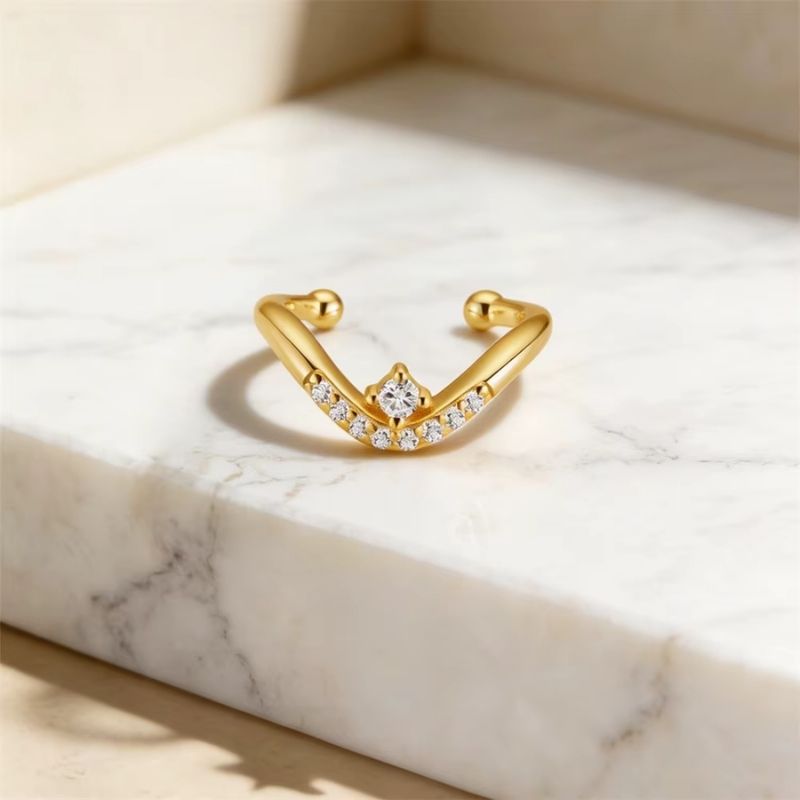 Monoboucle D'oreille Ear Cuff - Zircon Argent