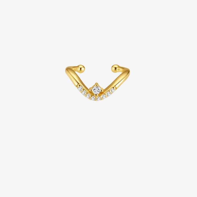 Monoboucle D'oreille Ear Cuff - Zircon Argent