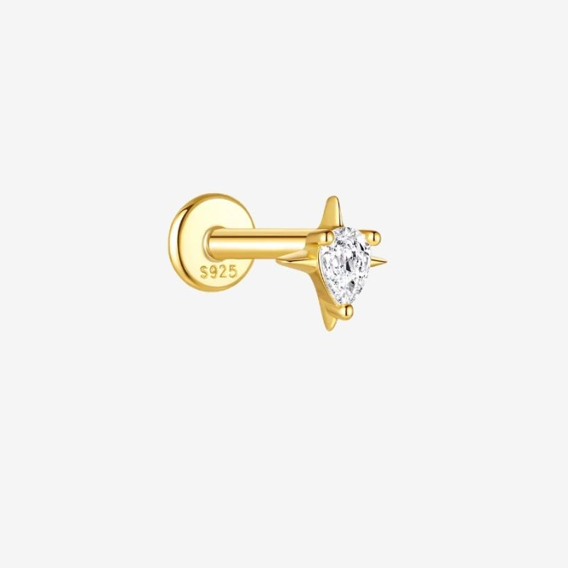 Monoboucle D'oreille Puce Éclat Doré - Zircon Argent