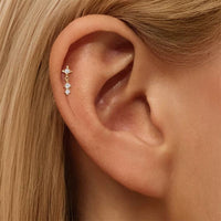 Monoboucle D'oreille Trio Zircon Suspendu - Argent