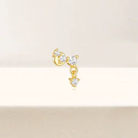 Monoboucle D'oreille Zircon Suspendus Dorés - Argent